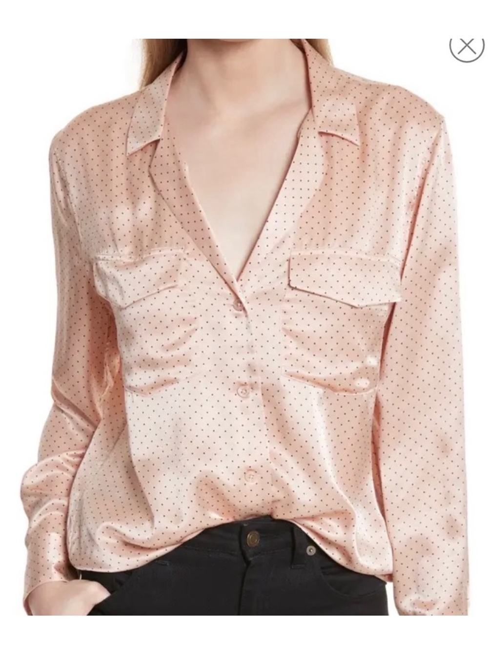 Equipment Blush 100% Silk Polka Dot Button-Down Shirt